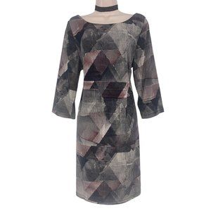 Size 14W 1X ILLUSION PRINT SCOOP BACK SHIFT DRESS‎ Special Occasion PLUS SIZE